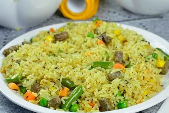 Fried Rice and Turkey and Plantain